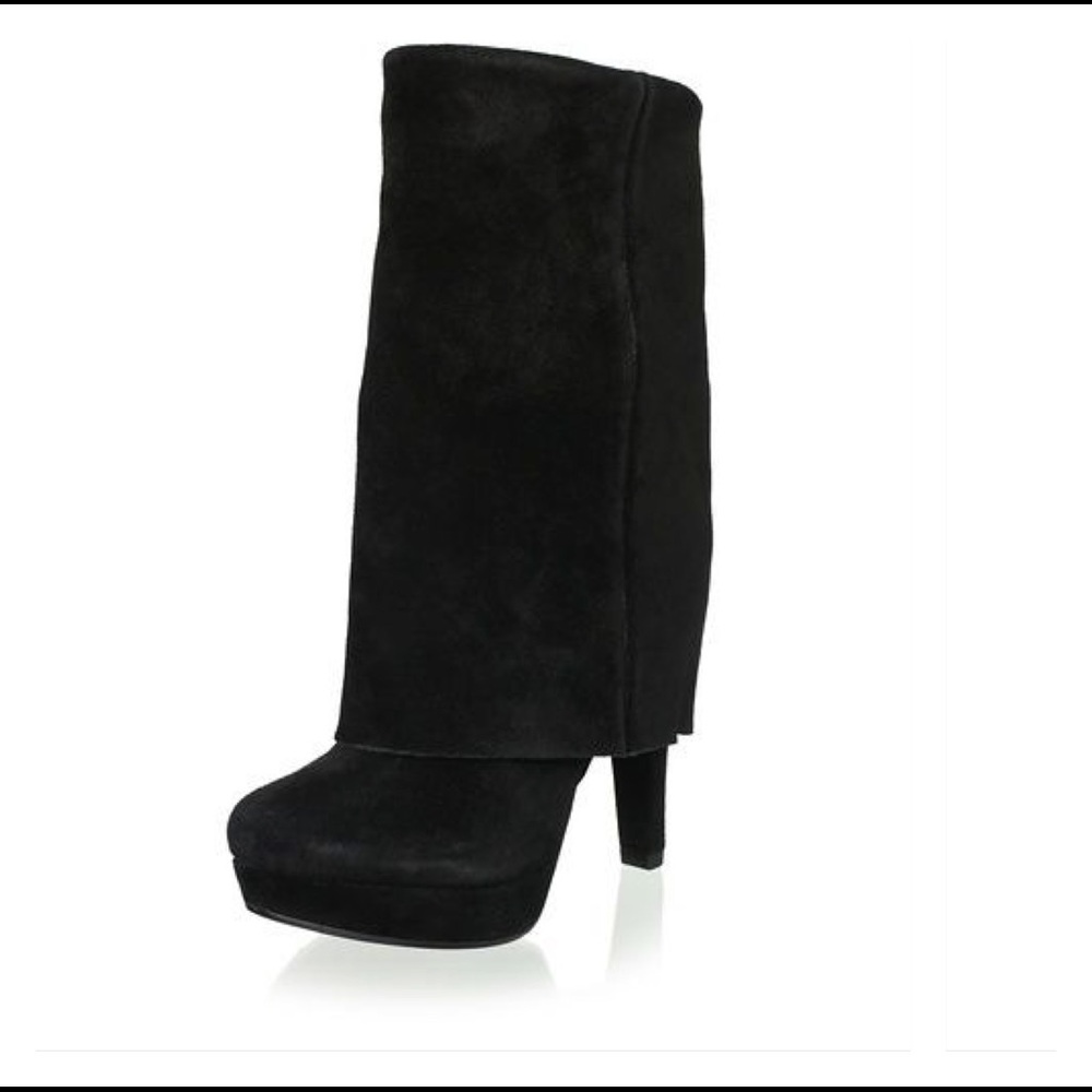 SCHUTZ Freida fold over black suede boots